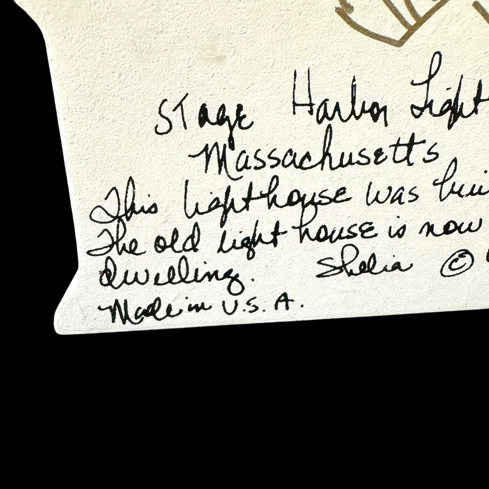 Stage Harbor Lighthouse, Massachusetts 1990 Shelia's‎ Shelf Sitter SIGNED